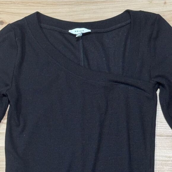 Reiss Carly Black Ribbed Asymmetrical Neck Long Sleeve Shirt Women’s XS - Picture 6 of 6